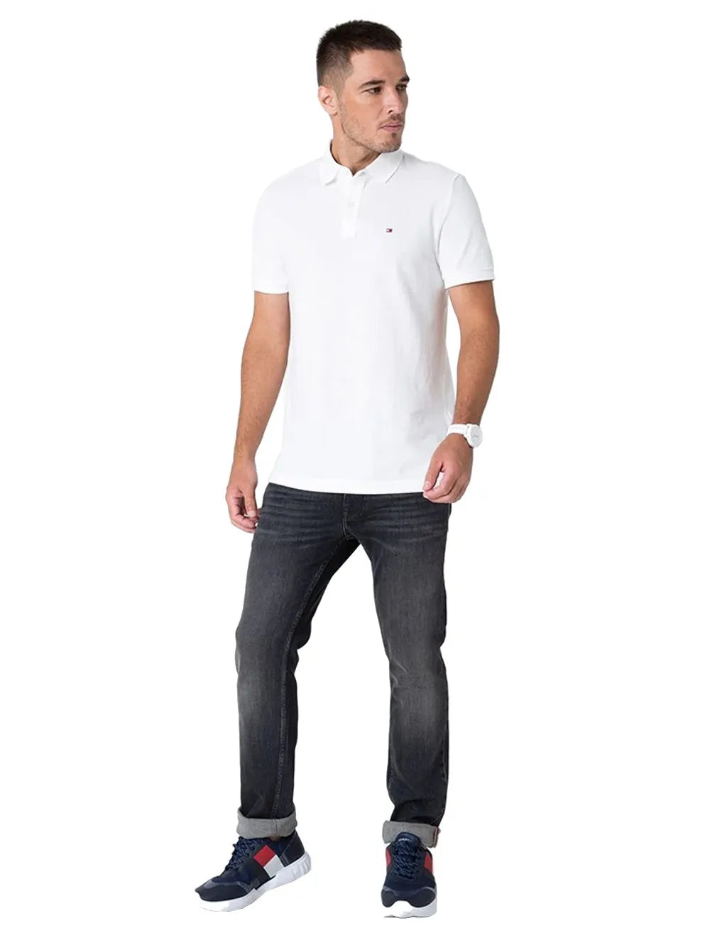 Polo Tommy Hilfiger Masculina Coupe Sur Ivy Branca