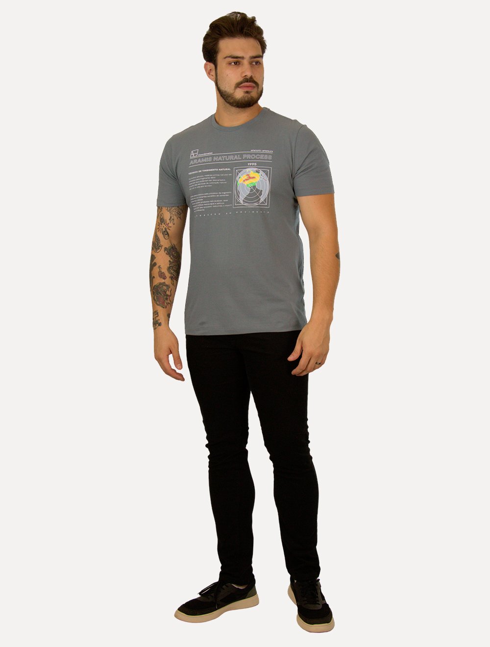 Camiseta Aramis Masculina Regular Natural Process Cinza