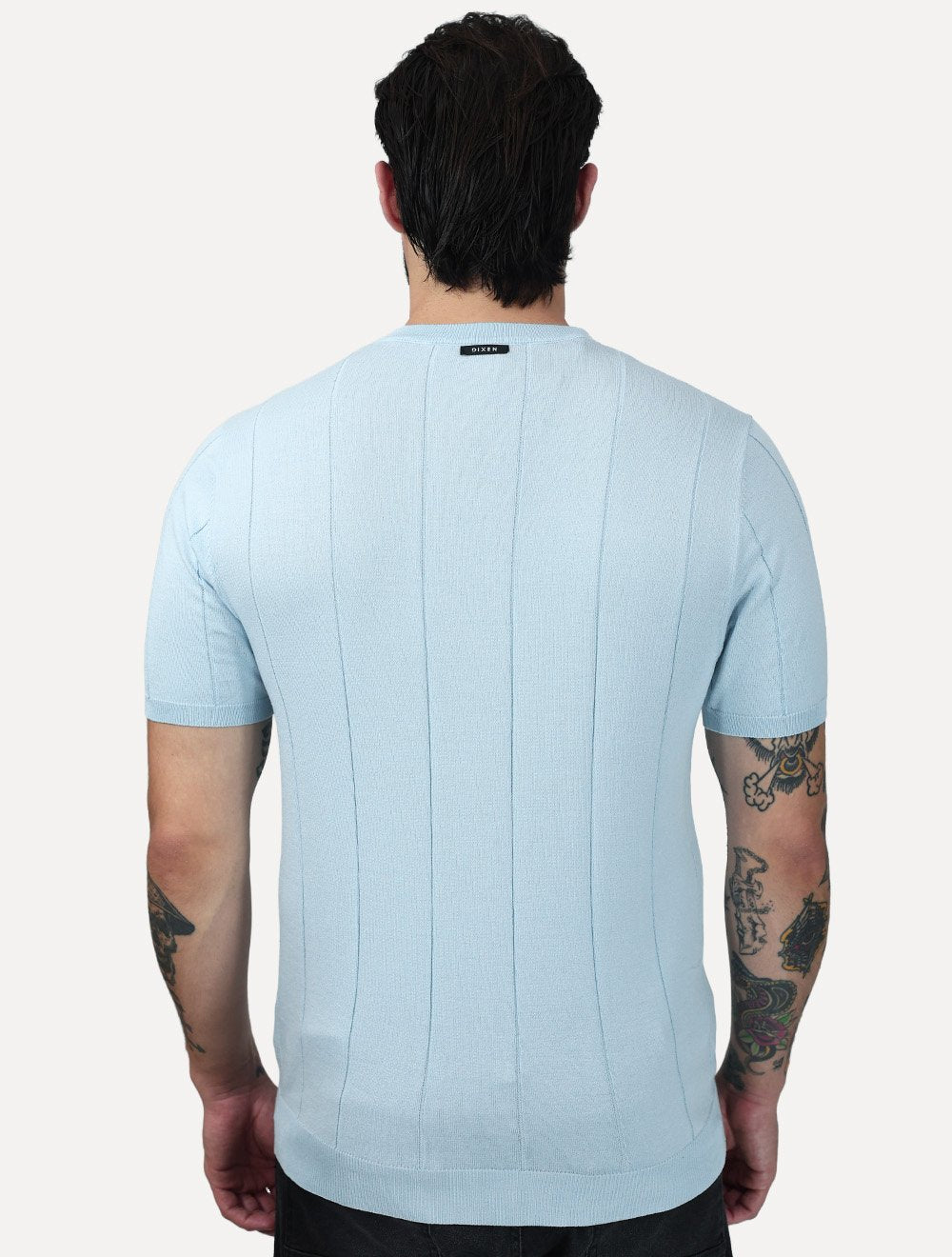Camiseta Dixen Masculina Tricot Manga Curta Gola Careca Azul