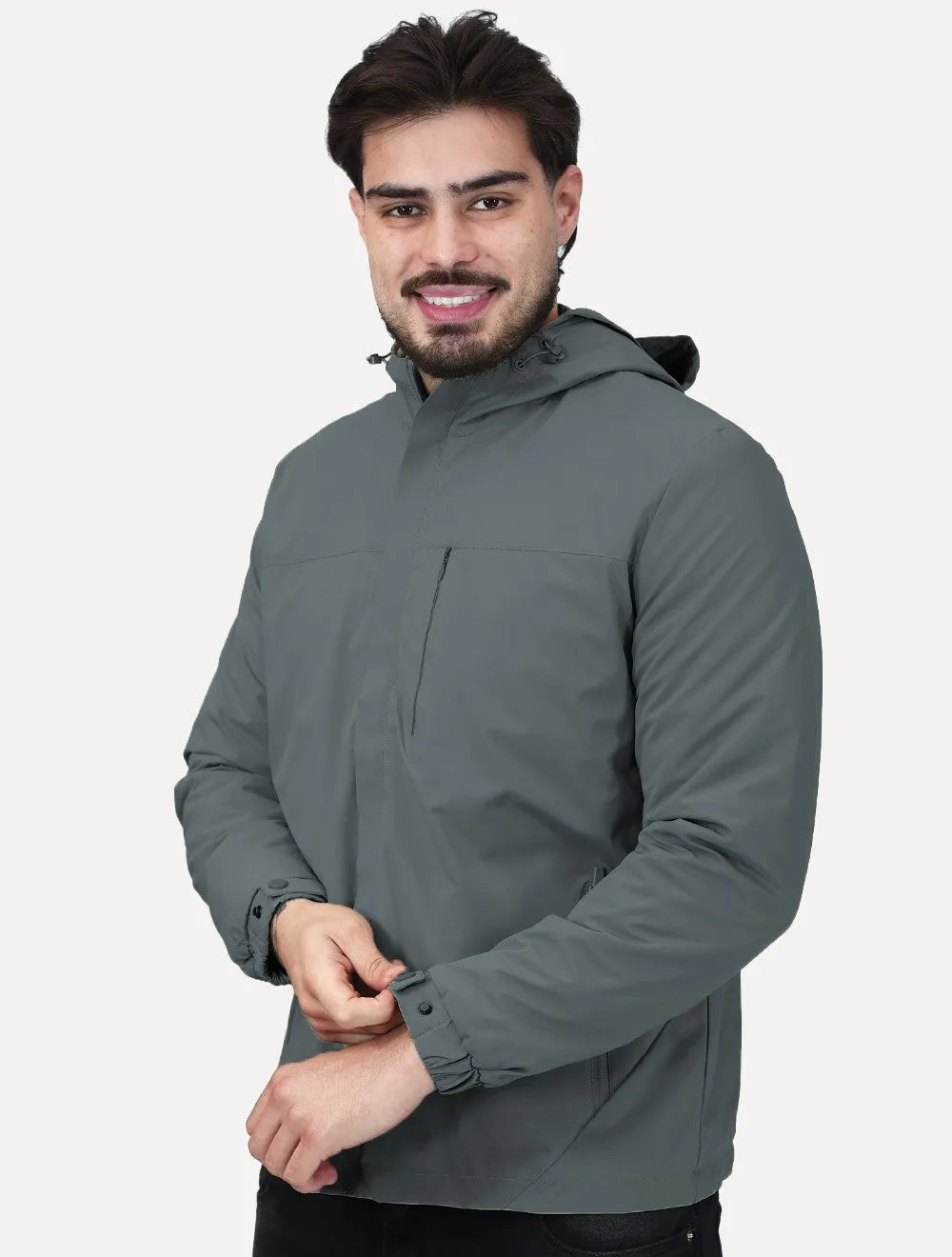 Jaqueta Dixen Masculina Corta-Vento Nylon Pocket Zip Cinza