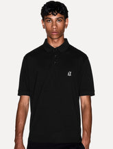 Polo Armani Exchange Masculina Regular Fit Logo Icon AX Preta