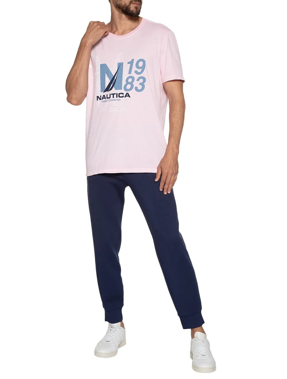 Camiseta Nautica Masculina Challengers N1983 Sketch Rosa