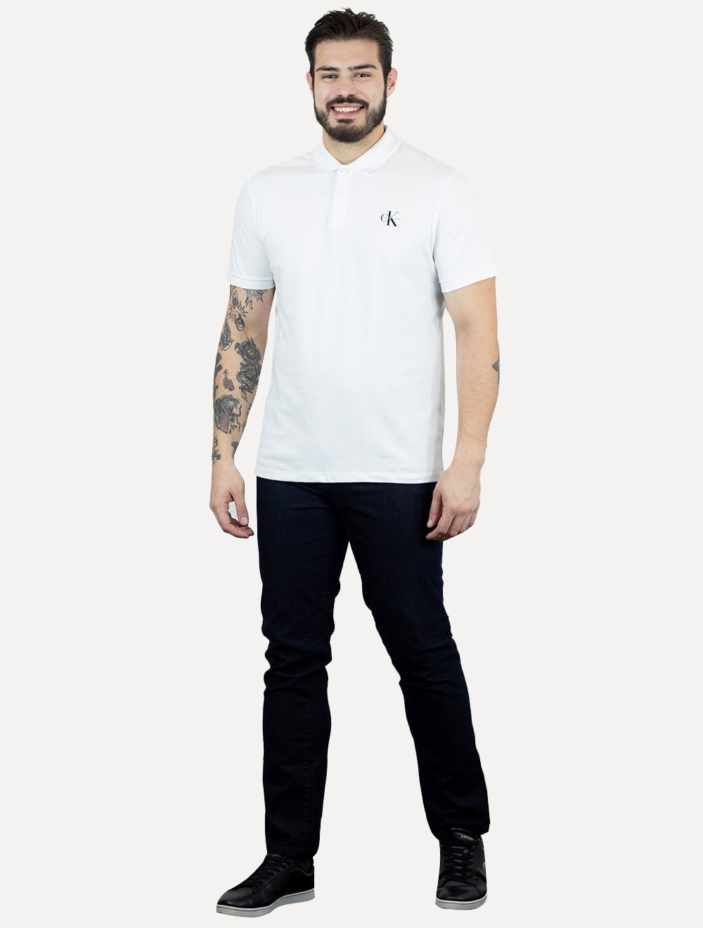 Polo Calvin Klein Jeans Masculina Piquet Regular Light Re Issue Branca