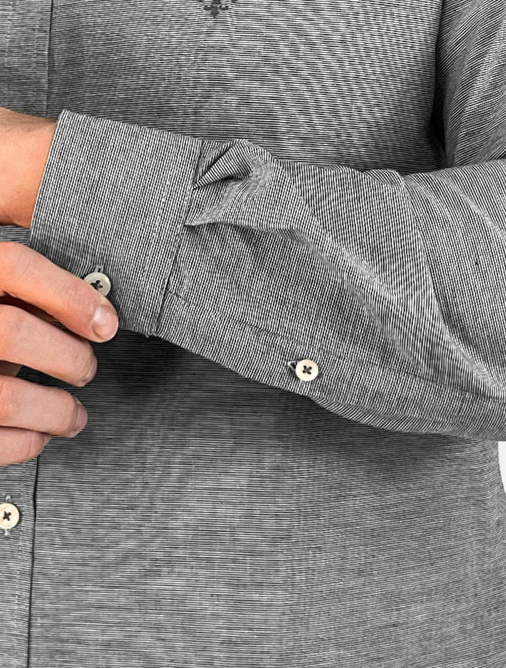 Camisa Dudalina Masculina Slim Fit Superfine Cotton Striped Preto