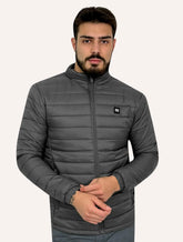 Jaqueta King & Joe Masculina Nylon Puffer Gola Cinza