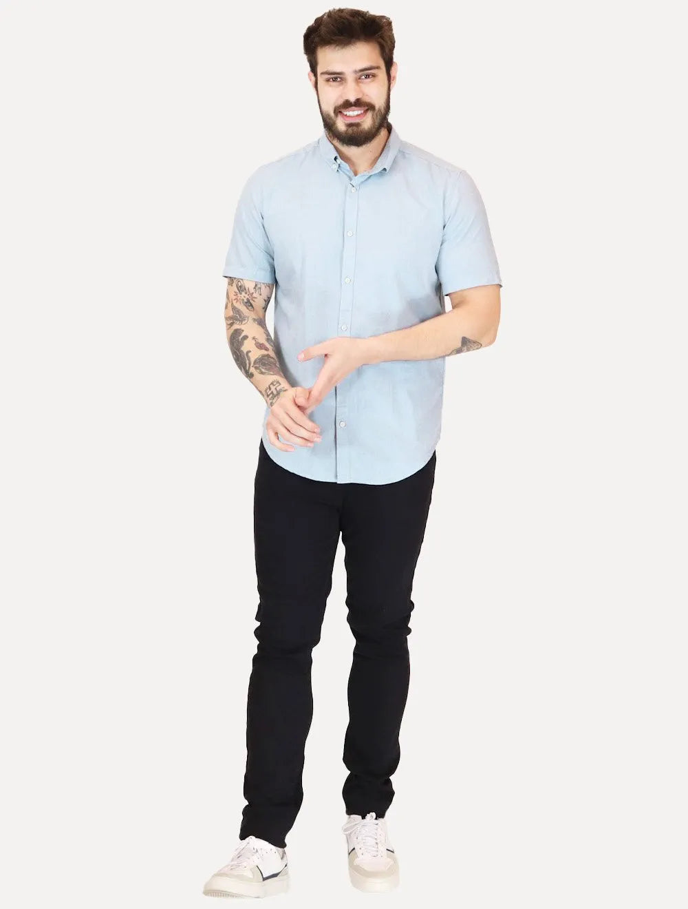 Camisa Aramis Masculina Regular Slim Linho Azul Clara