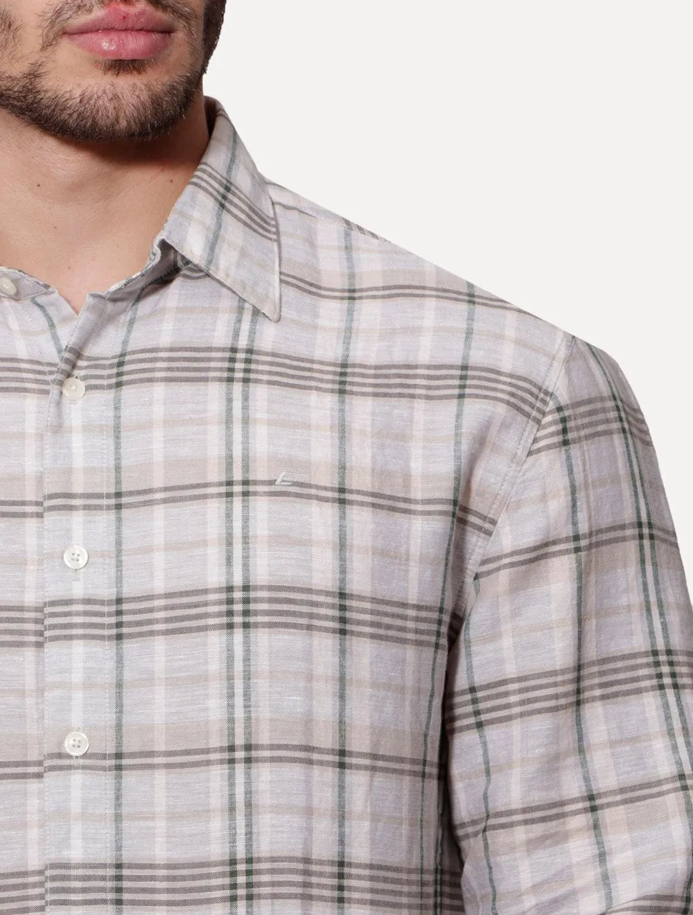 Camisa Ellus Masculina Garden Plaid Classic Anatômica Xadrez Off-White