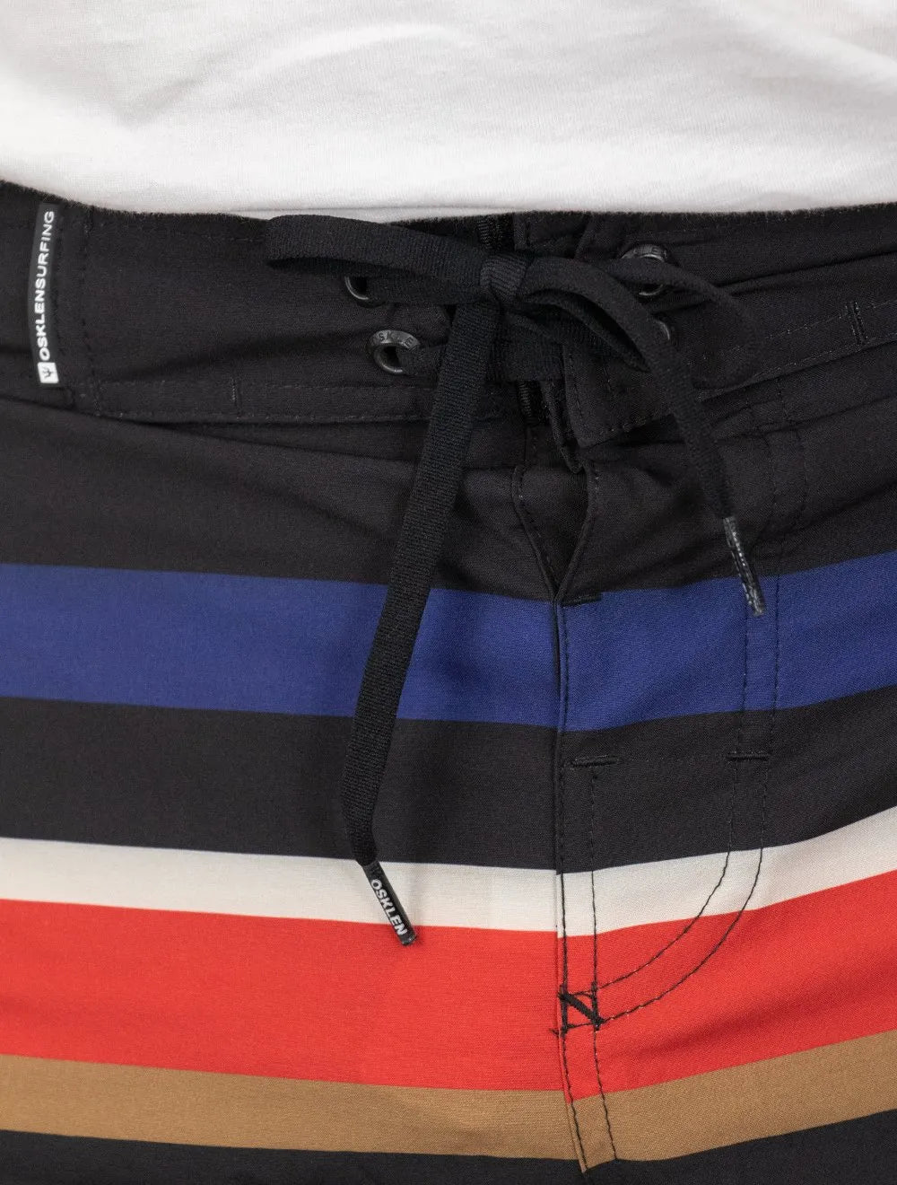 Bermuda Osklen Masculina D'Água Surf Tex Stripes Cáqui/Preta