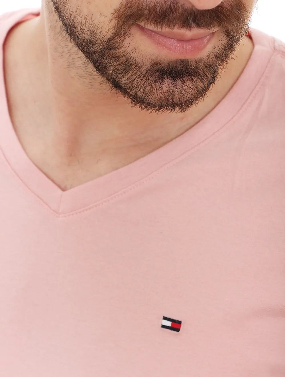 Camiseta Tommy Hilfiger Masculina Essential V-Neck Rosa Claro