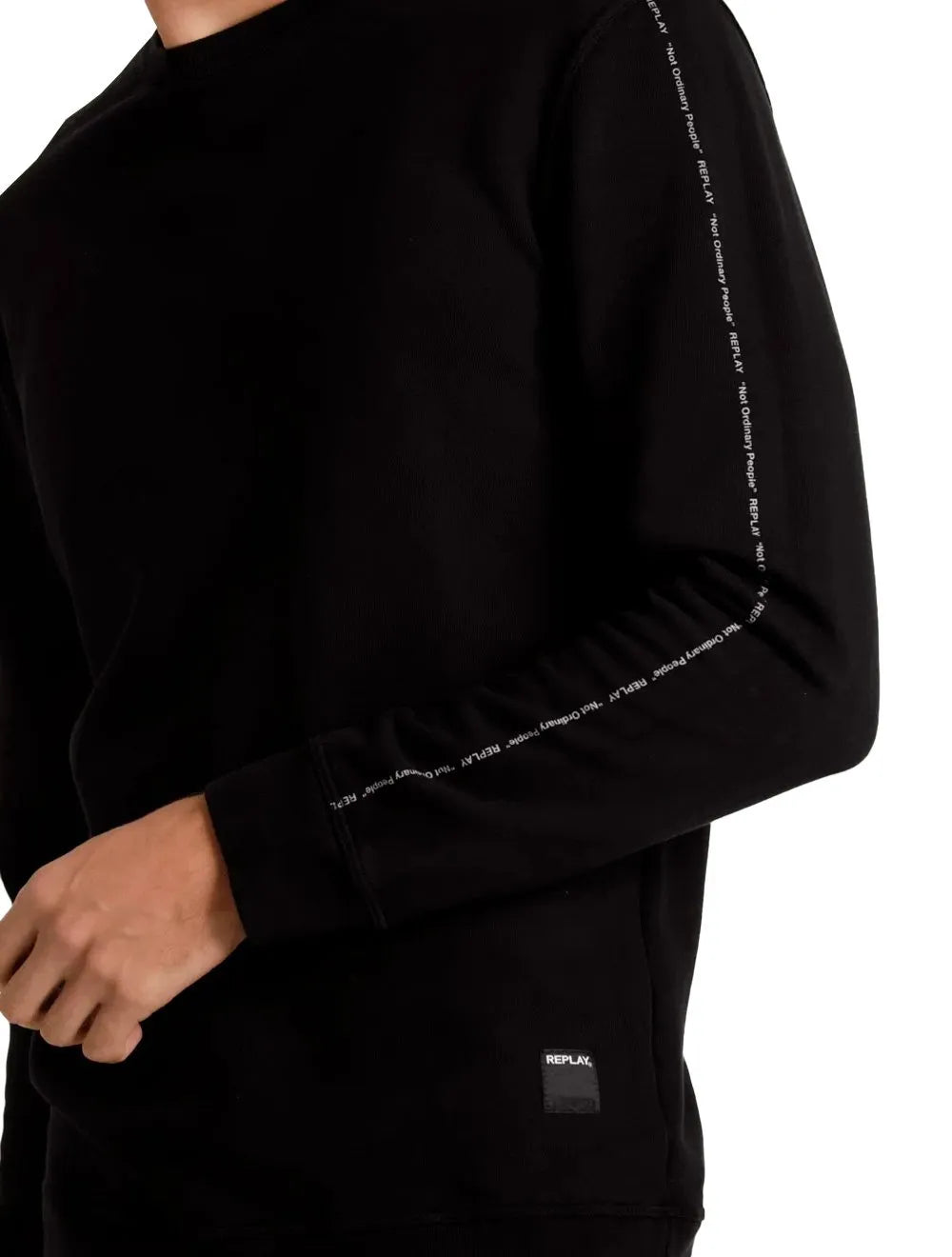 Moletom Replay Masculino Crewneck In Line Preto