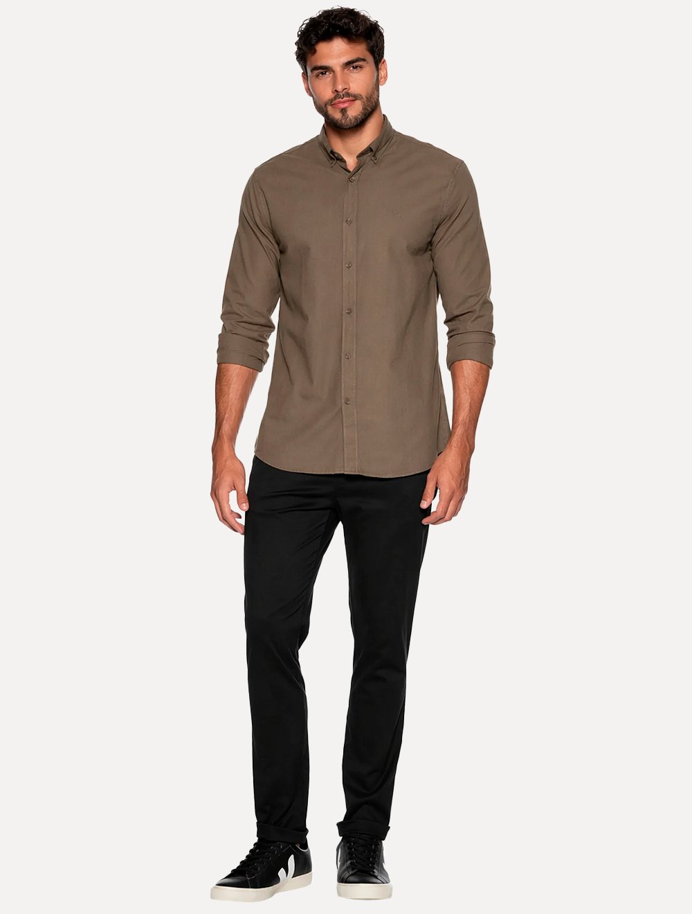 Camisa Aramis Masculina Slim Oxford Planalto Marrom