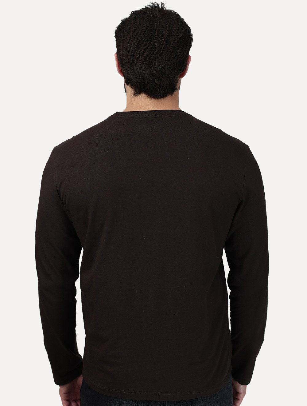 Camiseta Calvin Klein Jeans Masculina Manga Longa Logo Leather Center Marrom