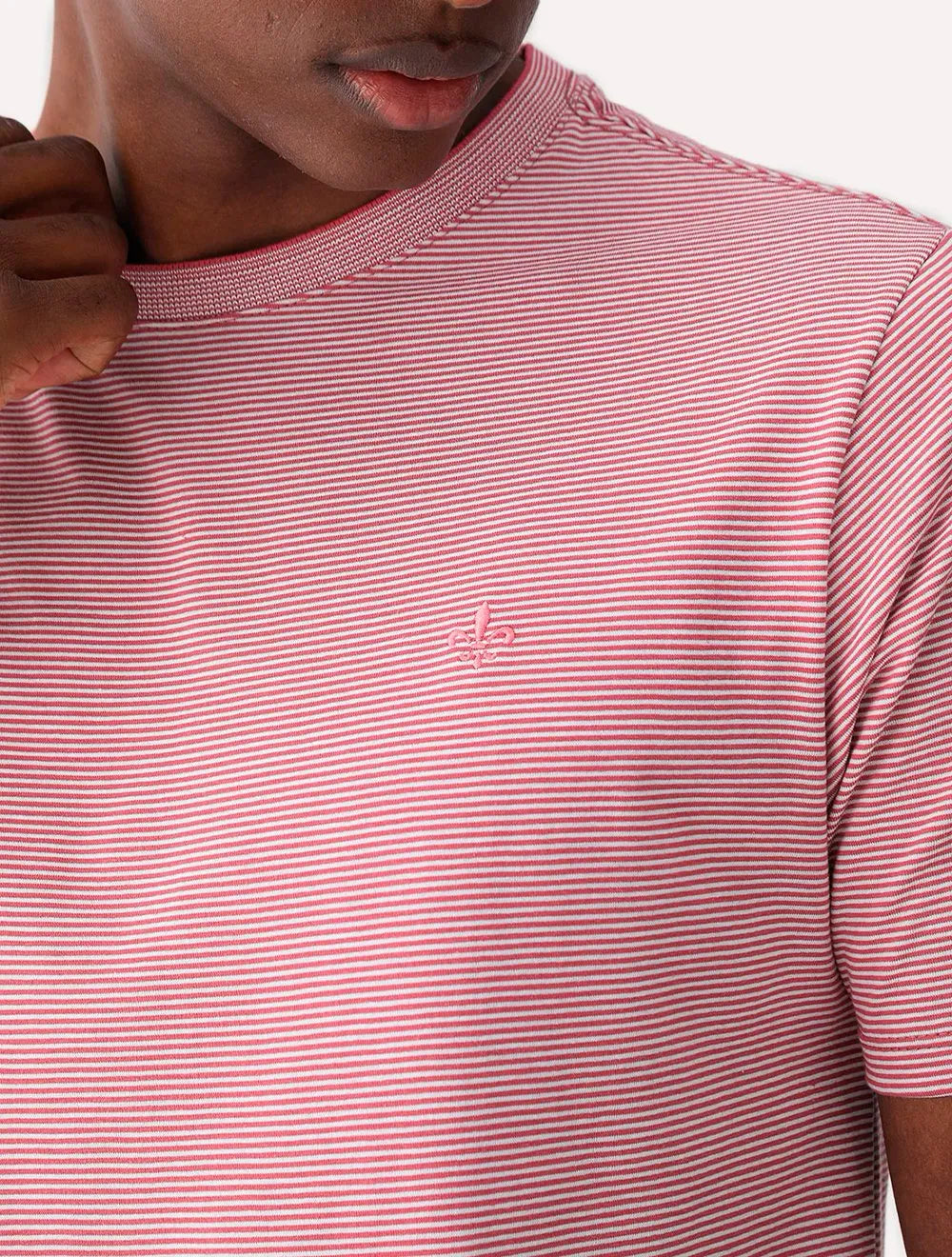 Camiseta Dudalina Masculina Mini Stripes Rosa Escuro