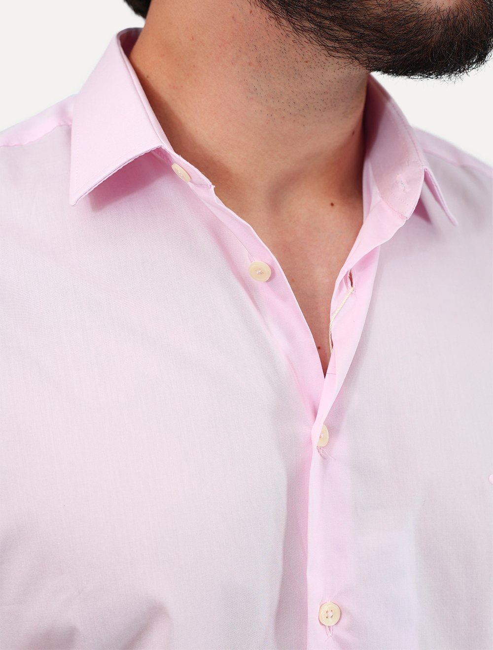 Camisa Dudalina Masculina Slim Superfine Cotton Tricoline Lisa Stretch Rosa Claro