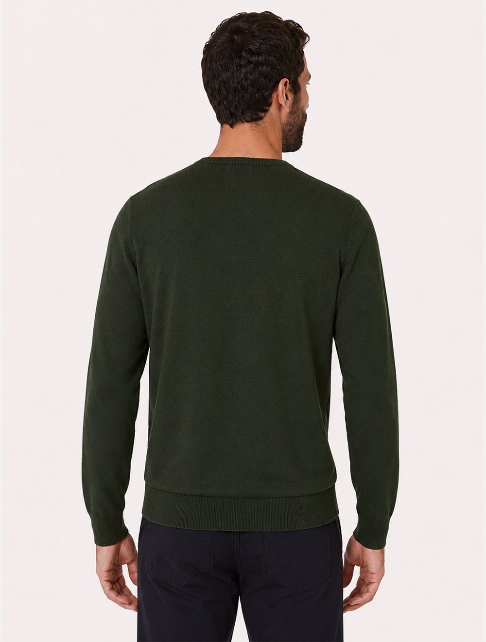 Suéter Dudalina Masculino Tricot Crewneck Básico Verde Militar