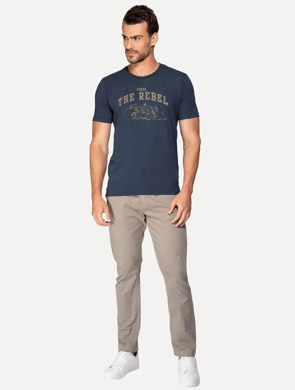 Camiseta Guess Masculina Los Angeles The Rebel Azul Marinho