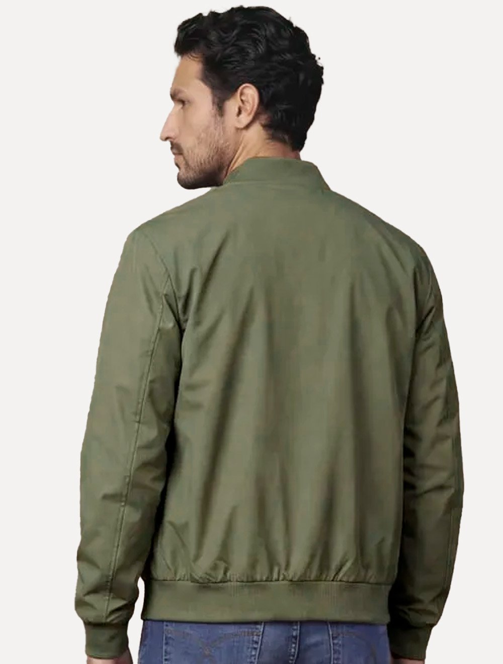 Jaqueta Calvin Klein Masculina Bomber Logo Full Zip Verde Oliva