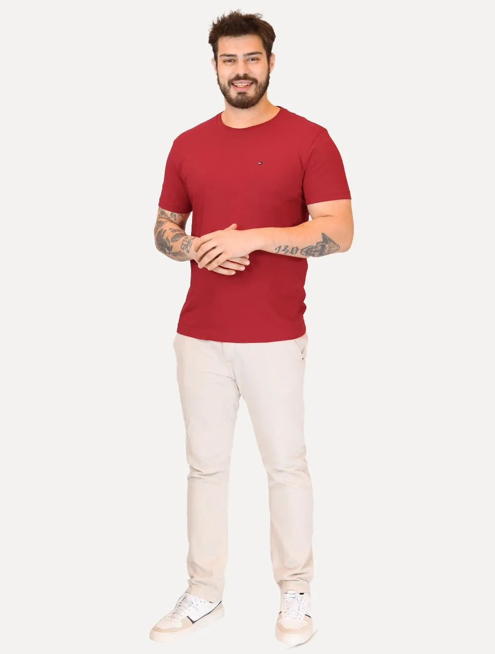 Camiseta Tommy Hilfiger Masculina Essential Cotton Vermelho Escuro