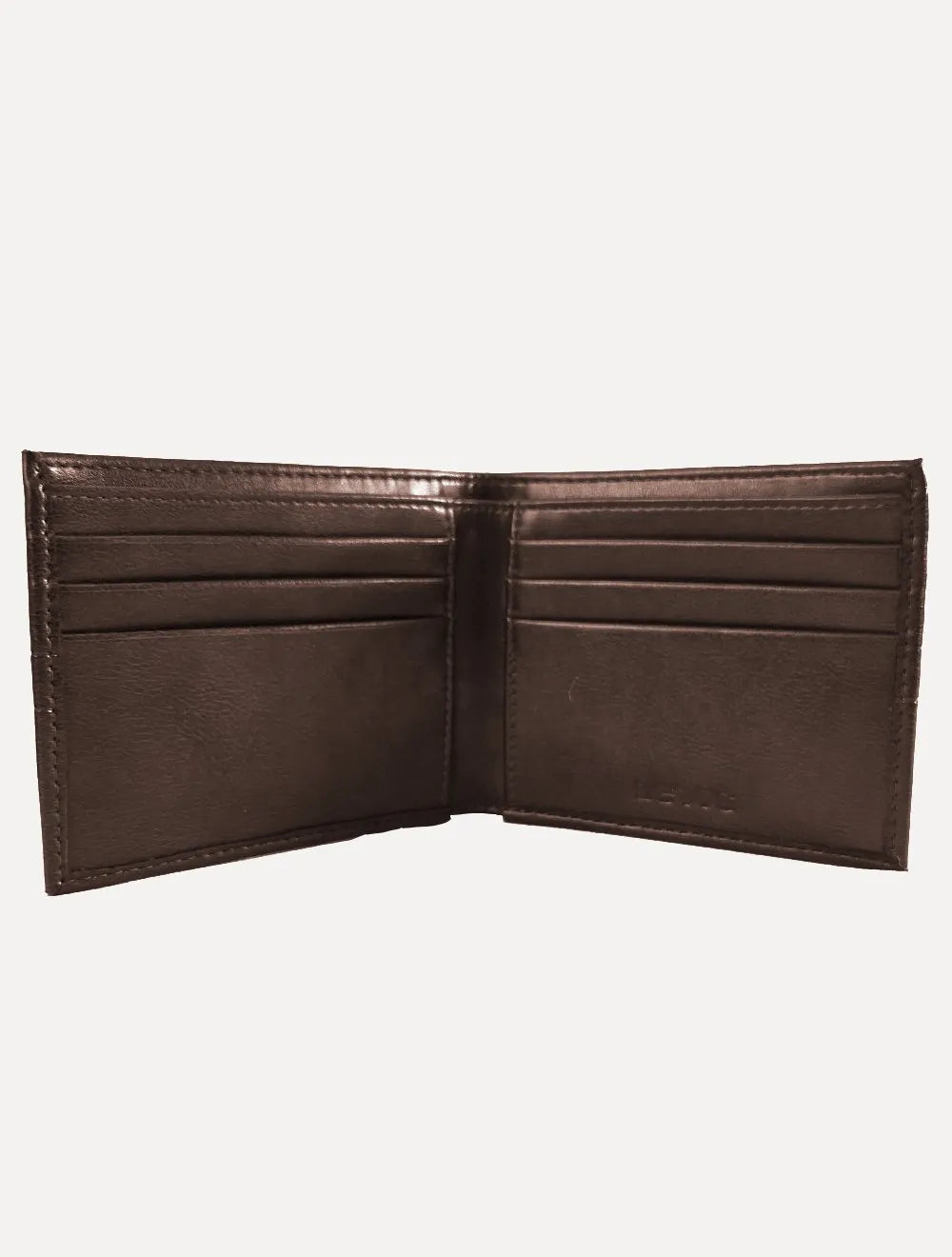 Carteira Levis Masculina Couro ID Bifold Plaid Marrom Café