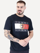 Camiseta Tommy Jeans Masculina Regular Crest Flag Azul Marinho