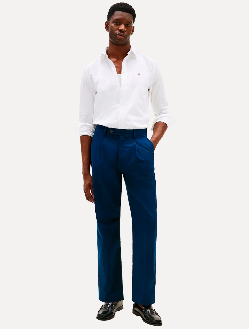 Camisa Tommy Hilfiger Masculina Regular Flex Pop Dobby Branco