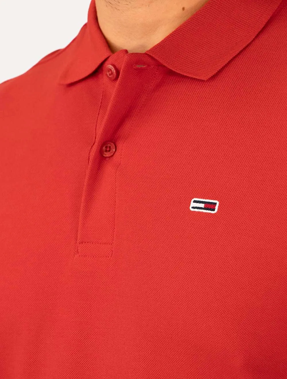 Polo Tommy Jeans Masculina Piquet Regular Placket Vermelha