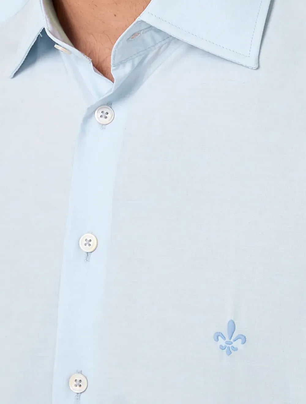 Camisa Dudalina Masculina Comfort Superfine Cotton Mono Logo Azul Claro