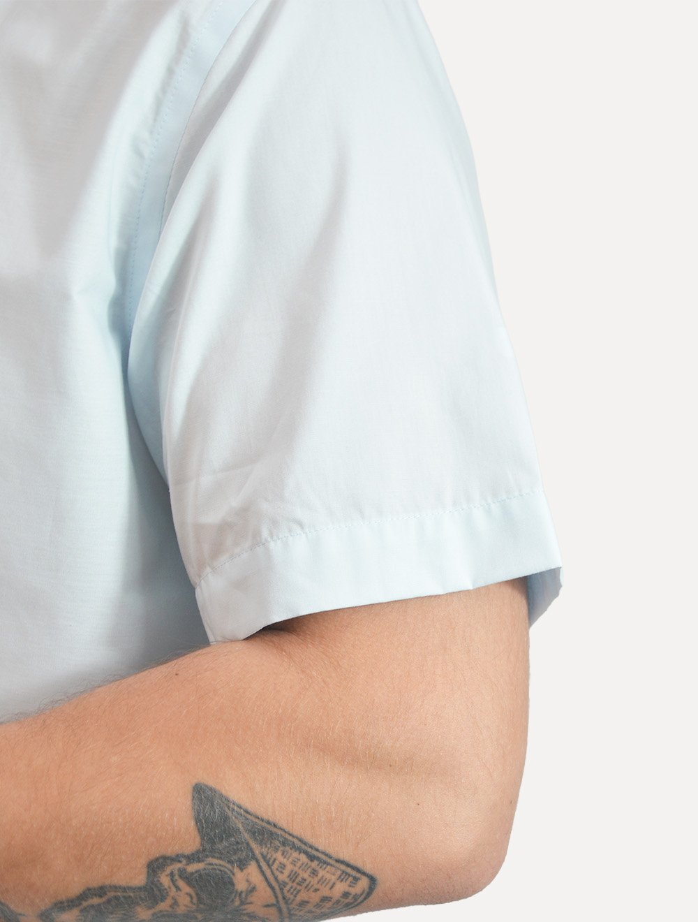 Camisa Dudalina Masculina Manga Curta Comfort Superfine Cotton Mono Logo Lisa Azul Claro