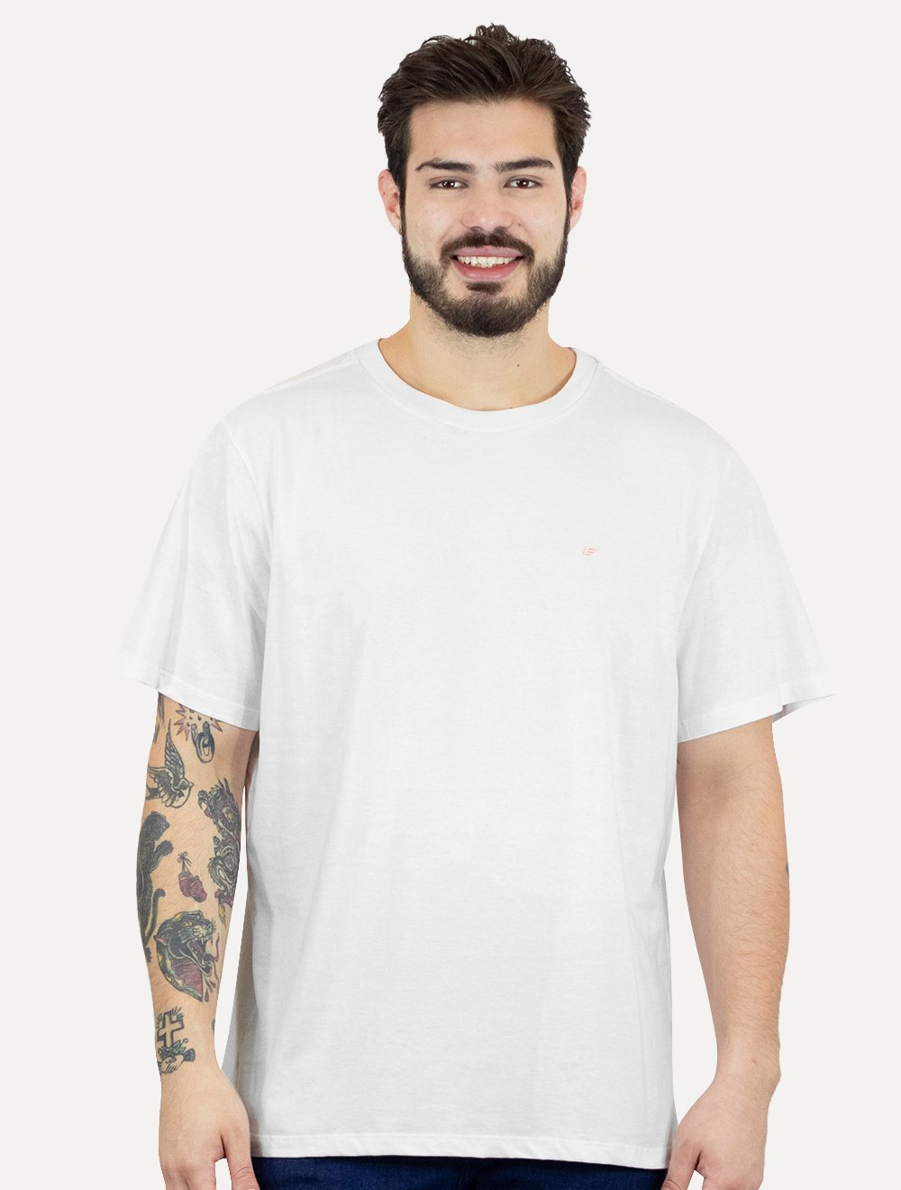 Camiseta Ellus Masculina Cotton Fine Easa Duocolor Branca