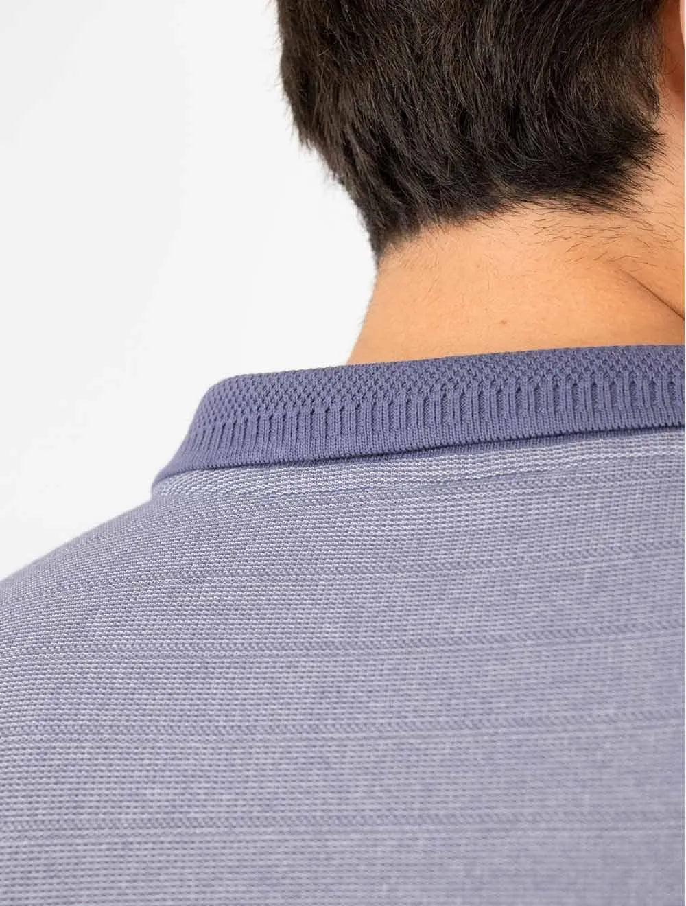 Polo Dudalina Masculina Malha Textura Azul Escuro