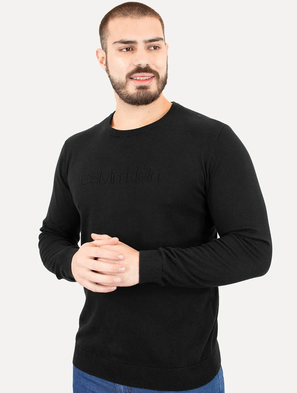 Suéter Calvin Klein Jeans Masculino Crewneck Tricot Liso Preto