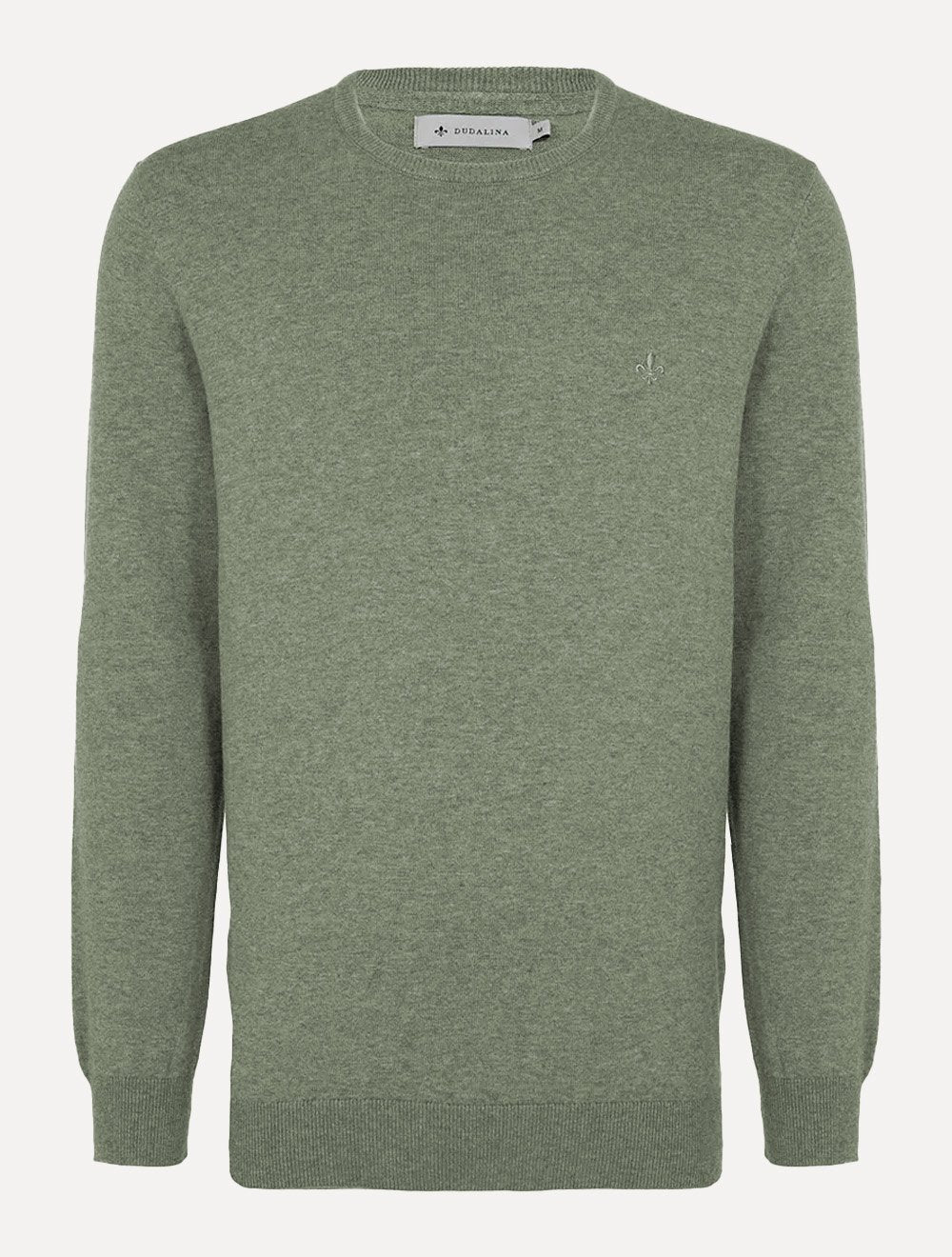 Suéter Dudalina Masculino Tricot Crewneck Basico Verde Médio