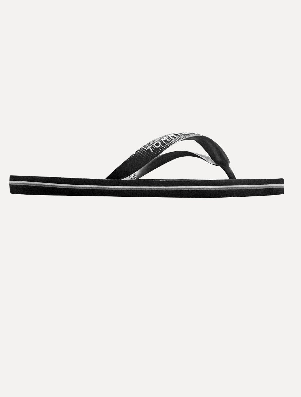 Chinelo Tommy Hilfiger Silk Flag Black & White Logo Beach Rubber Preto