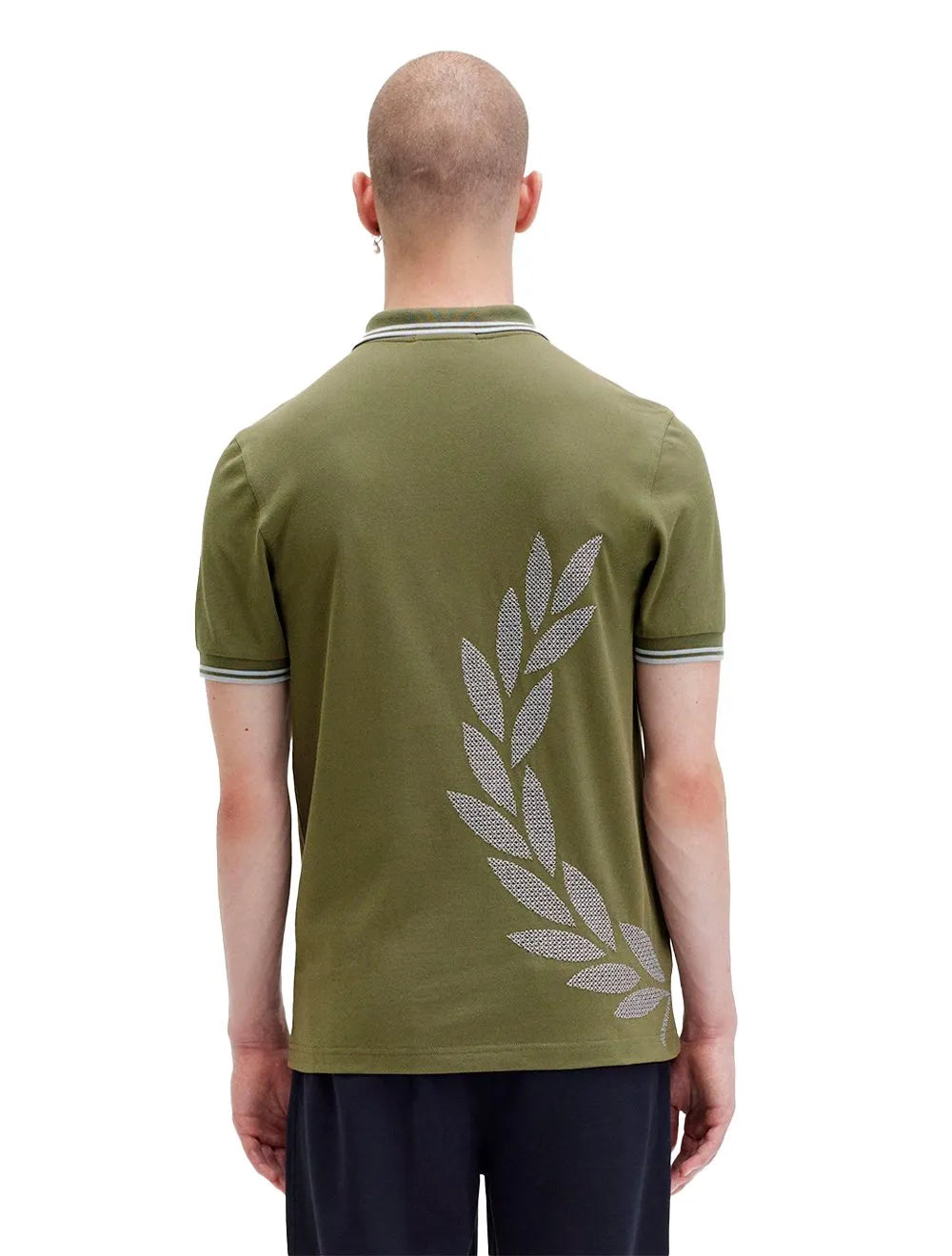 Polo Fred Perry Masculina Regular Piquet Cross Stitch Verde Escuro
