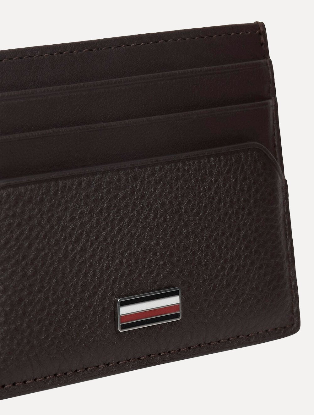 Carteira Tommy Hilfiger Porta Cartão Couro Logo Centarl CC Holder Marrom