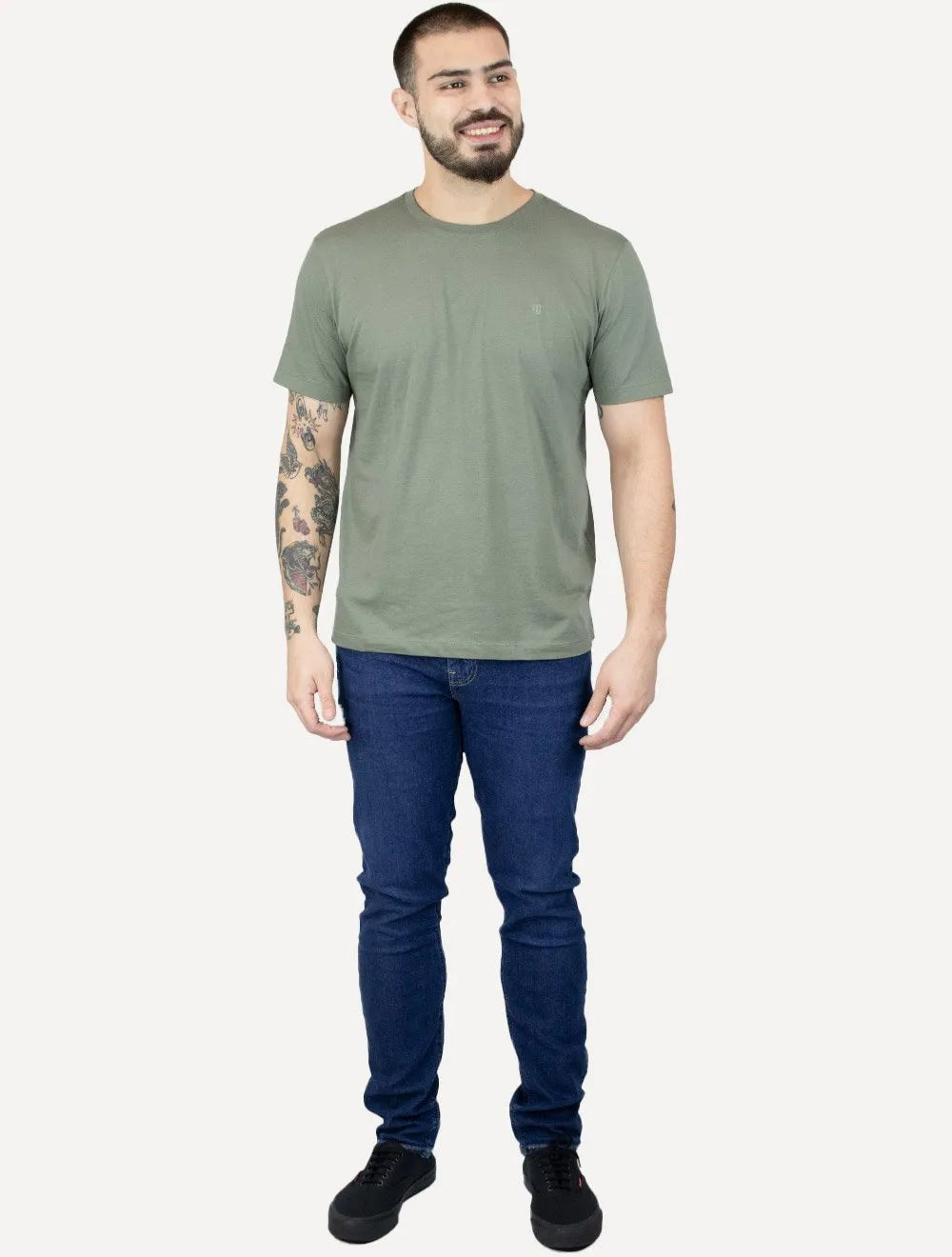 Camiseta Individual Slim Pima Soft Touch Logo Verde Médio