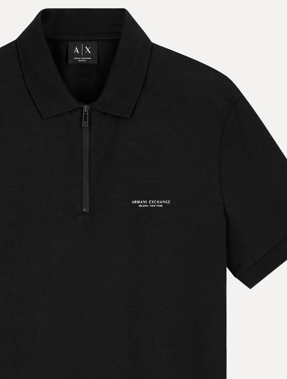 Camisa Polo Armani Exchange Slim Fit Malha de Algodão Half Zip Preta