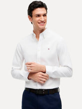 Camisa Tommy Hilfiger Masculina Slim Flex Pop Small Dobby Branca