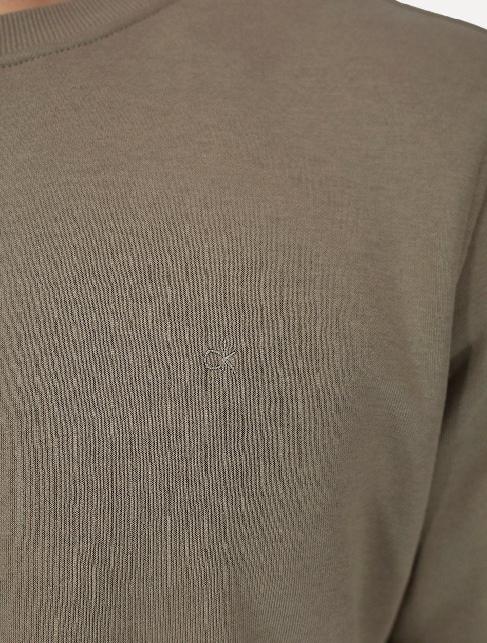 Suéter Calvin Klein Jeans Masculina Rubber CK Frontal Cáqui Médio