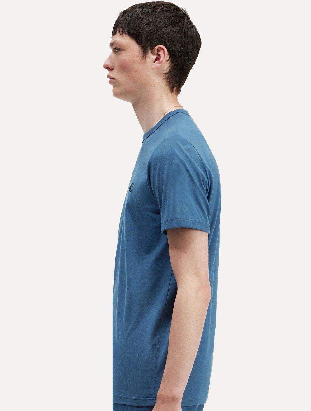 Camiseta Fred Perry Masculina Regular Ringer Logo Azul Médio