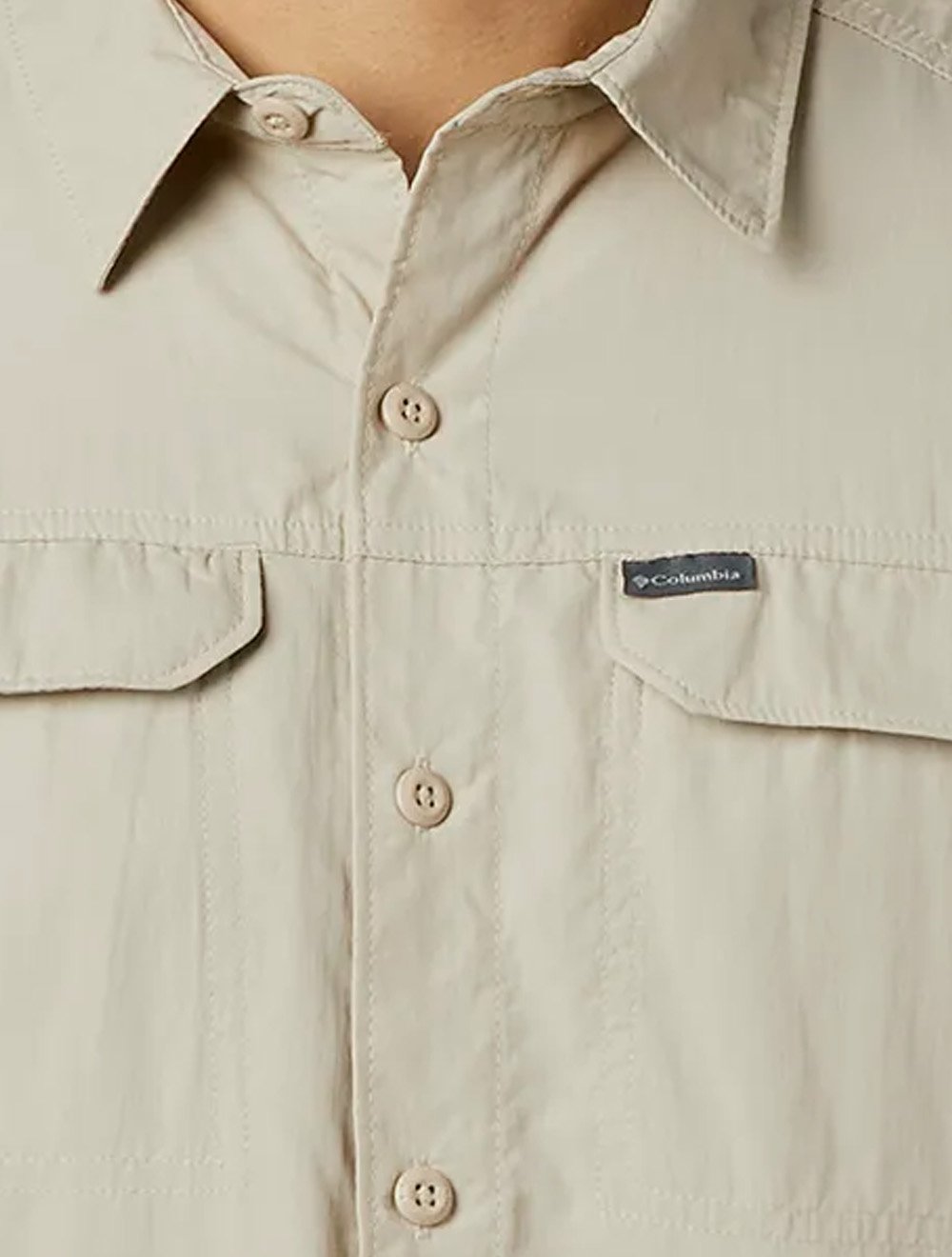 Camisa Columbia Masculina Manga Curta Silver Ridge Pockets Cáqui Claro