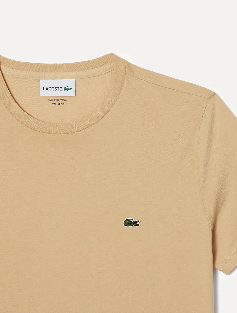 Camiseta Lacoste Masculina Classic Pima Cotton Logo Cáqui Médio