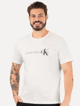 Camiseta Calvin Klein Jeans Masculina Re Issue Logo Frontal Branca