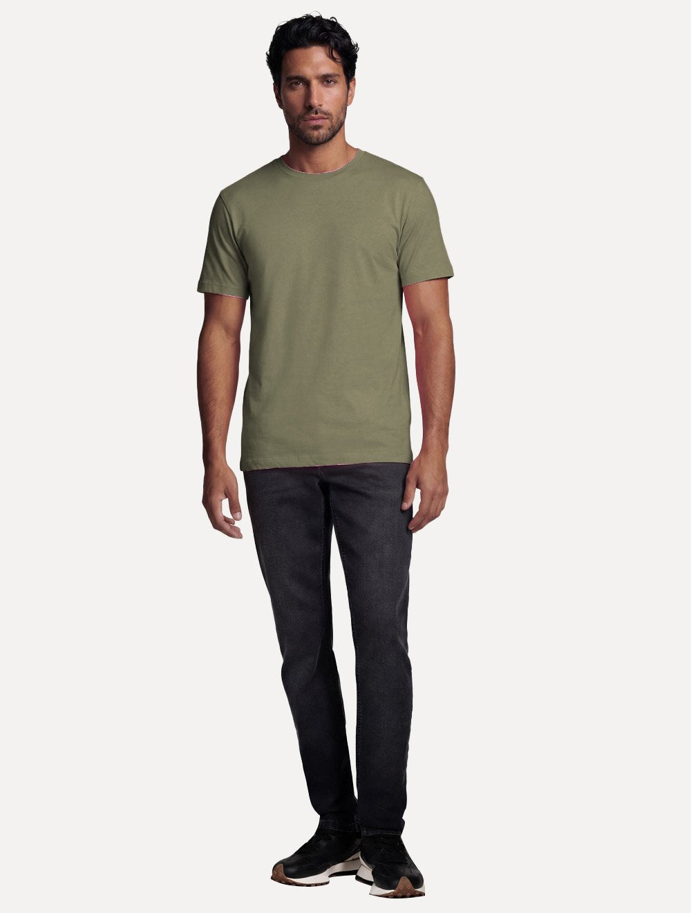 Camiseta Aramis Masculina Basic Lisa Mono Logo Verde Musgo
