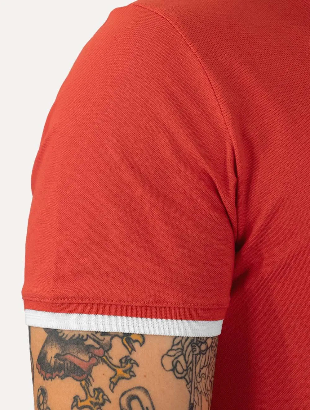 Polo Tommy Jeans Masculina Piquet Regular Placket Friso Vermelha