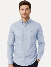 Camisa Tommy Hilfiger Masculina Slim Flex Pop Small Dobby Azul Claro