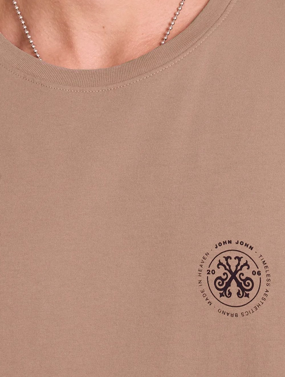 Camiseta John John Masculina Regular Fit Brand Cáqui Médio