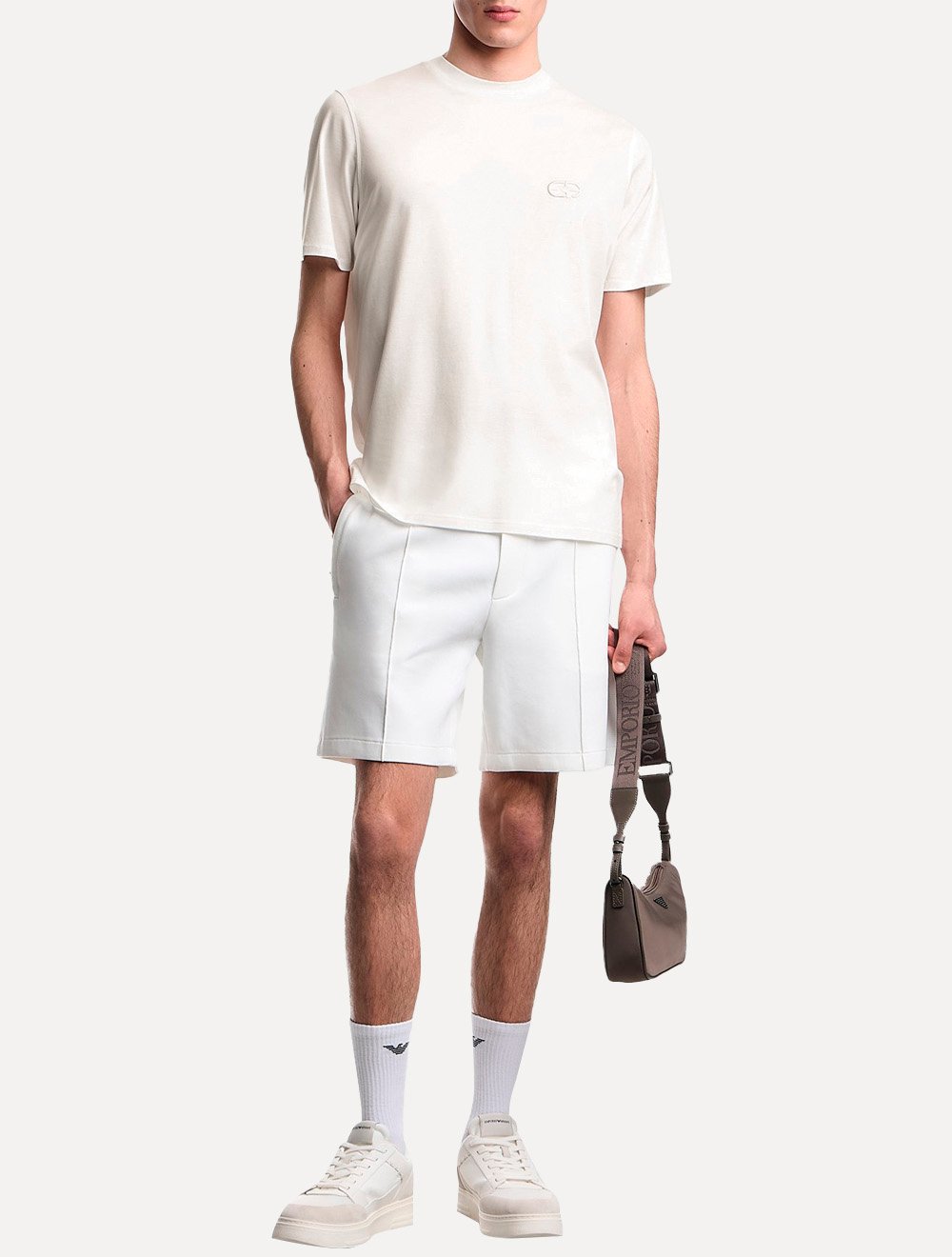 Camiseta Emporio Armani Masculina Lyocell Embroidery Logo Off-White