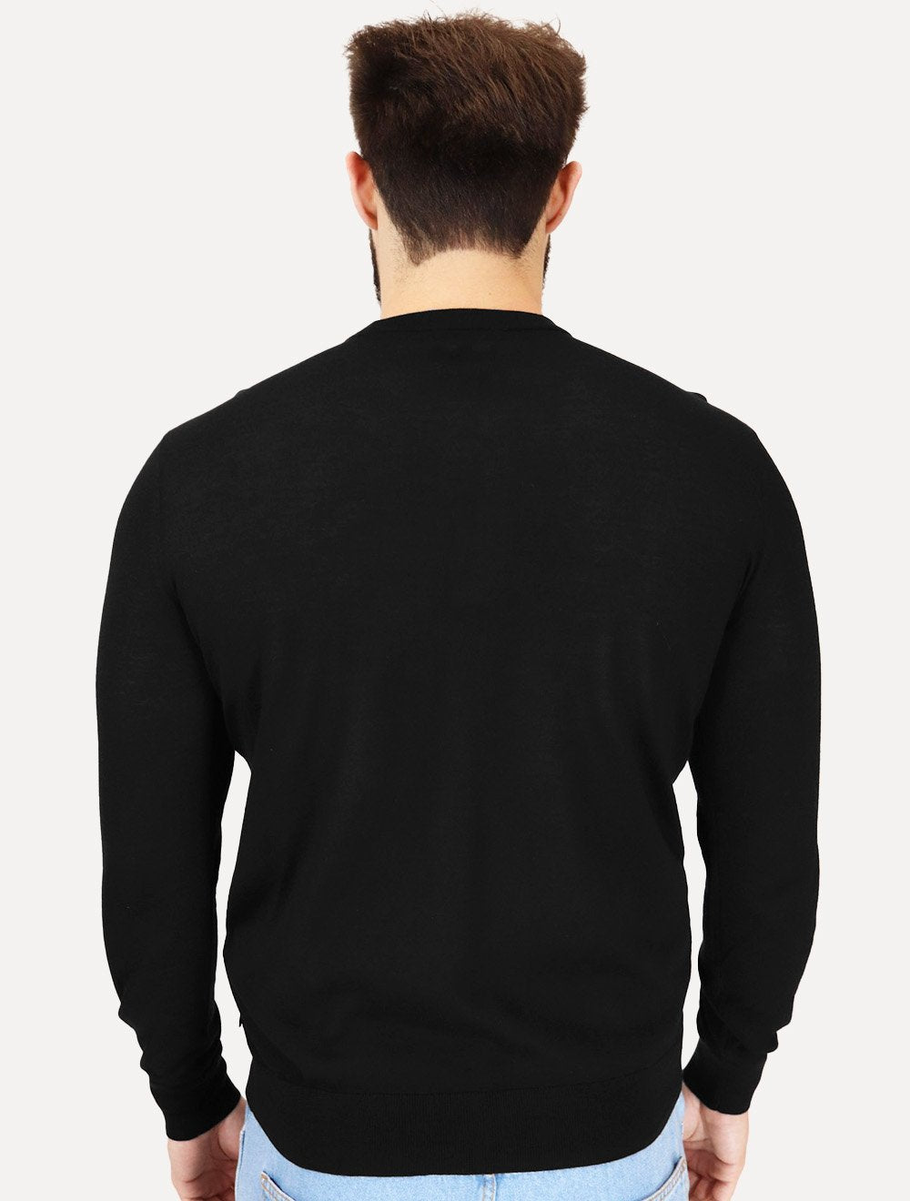 Suéter Empório Armani Masculino Crewneck Lyocell Essential Preto