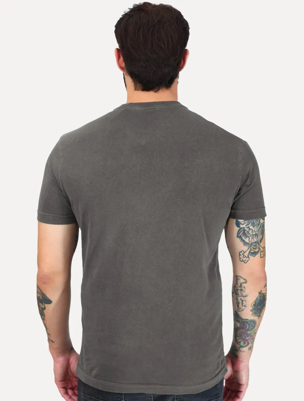 Camiseta King & Joe Masculina Signature Circle Estonada Light Peito Cinza
